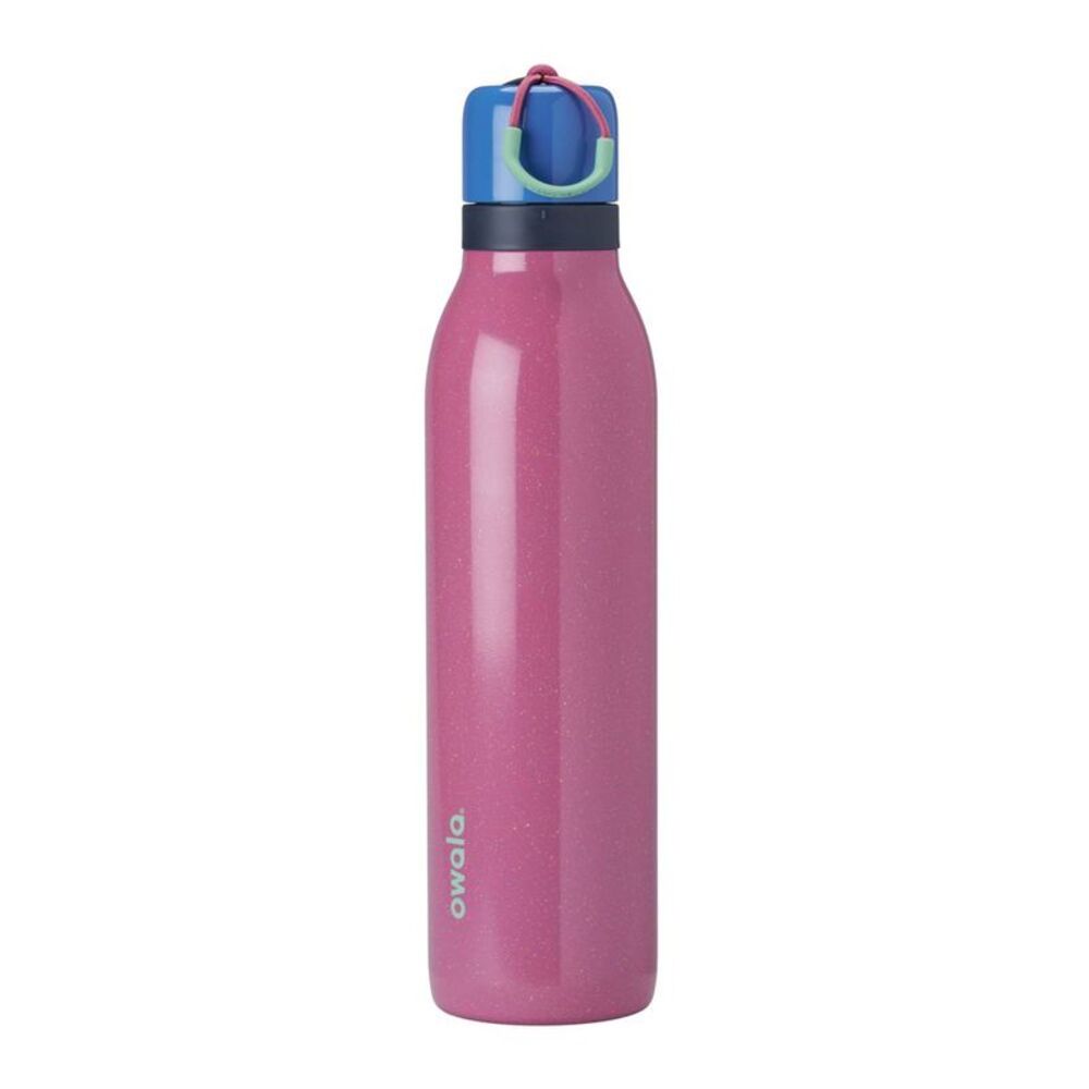 Owala Pink Stainless Water Bottle with Blue Cap